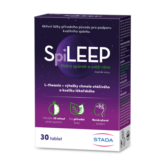 SpiLEEP, podpora spánku, L-theanin, chmel a kozlík