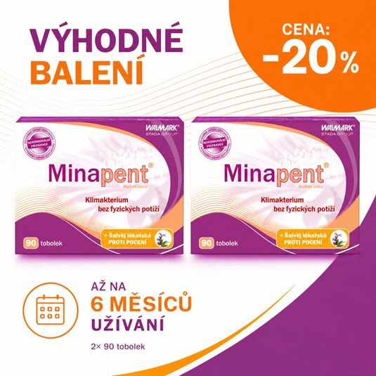 Minapent 2x90 tablet, výhodné balení – (peri)menopauza bez fyzických potíží
