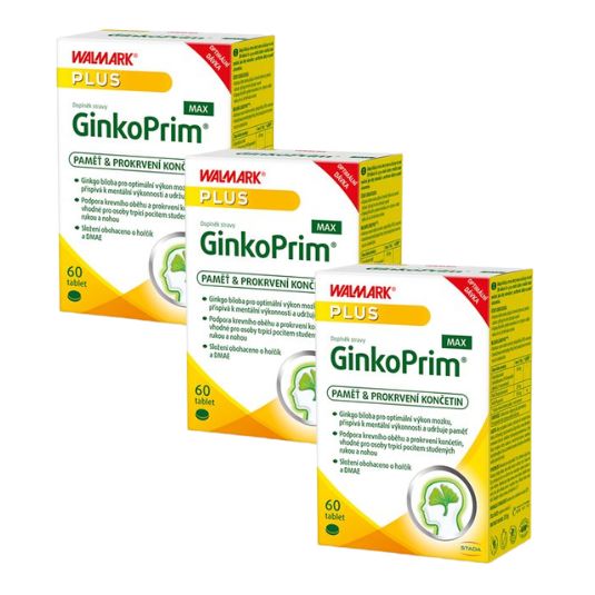 Walmark GinkoPrim MAX 3PACK – Výhodné půlroční balení pro paměť a soustředění