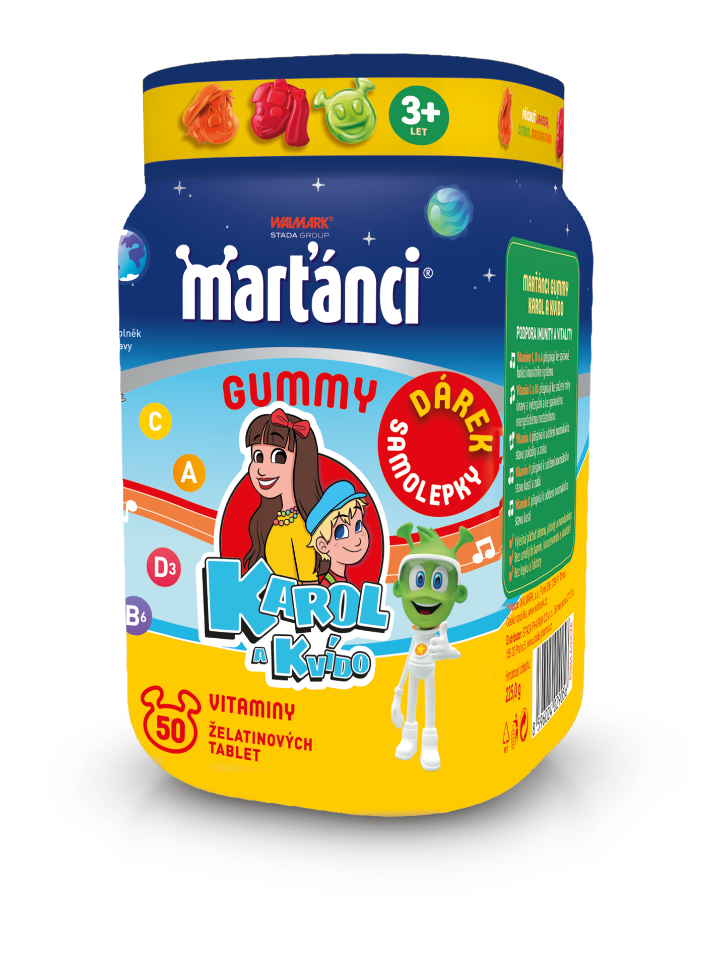 Levně Marťánci Gummy Karol a Kvído se SAMOLEPKAMI 50 želatinových tablet