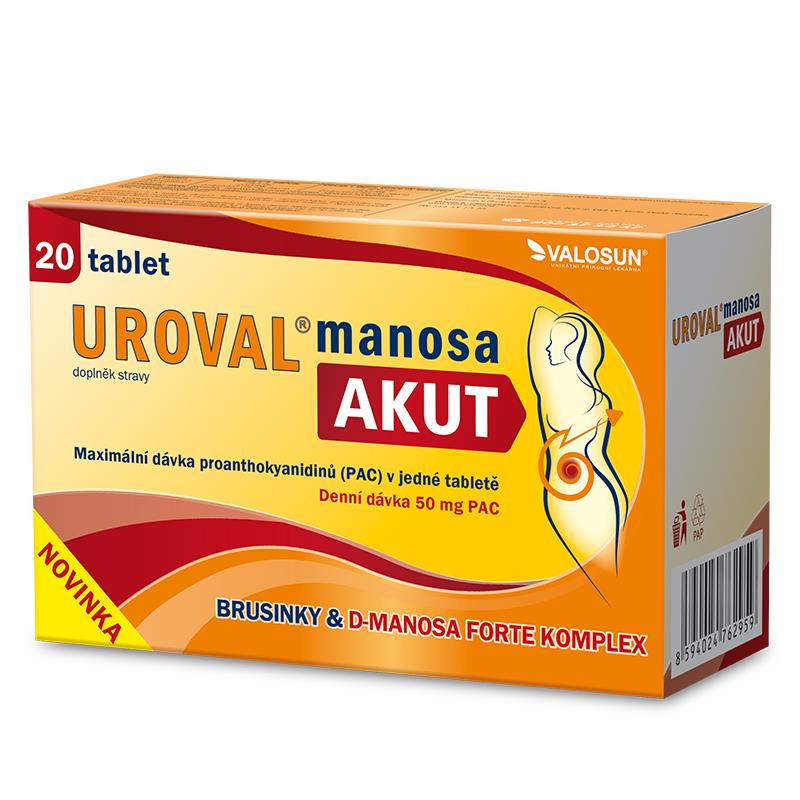 Levně Uroval Manosa Akut, brusinky, d-manosa 10 tablet