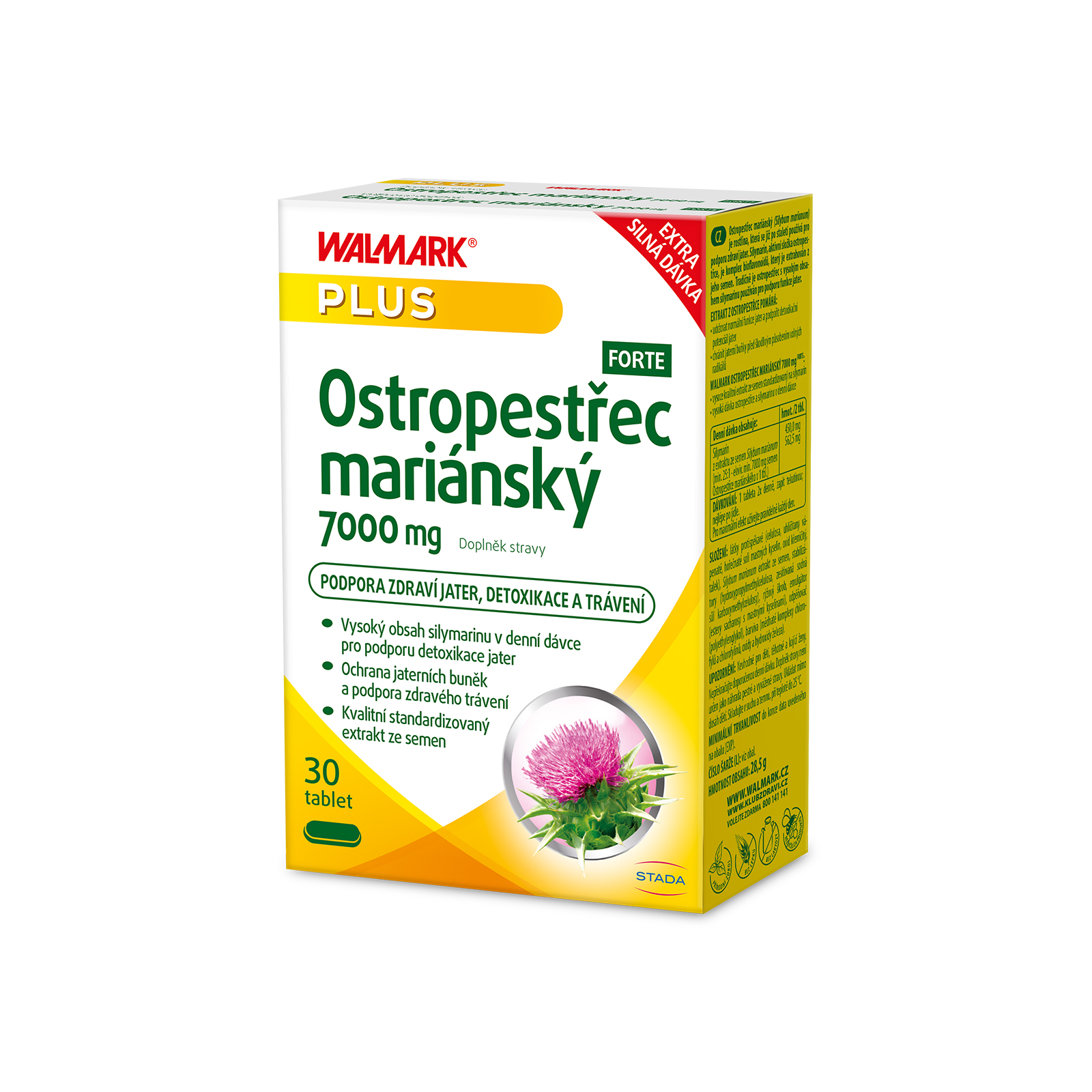 Levně Walmark Ostropestřec mariánský 7000 mg, silymarin, podpora jater a detoxikace 30 tablet