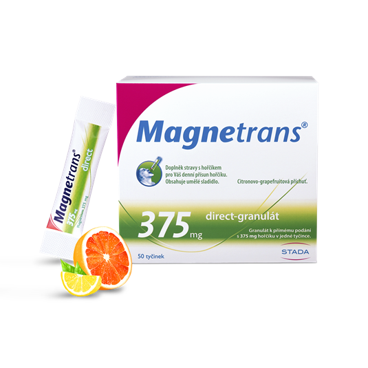 Magnetrans Direct 375 mg, magnesium, rychlé doplnění hořčíku 20 tyčinek granulátu