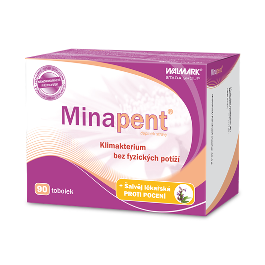 Minapent klimakterium, proti pocení, šalvěj lékařská, menopauza