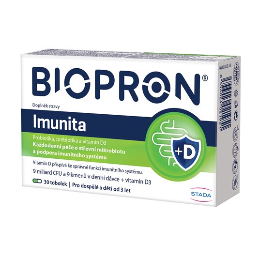 Biopron Imunita, probiotika a prebiotika + vitamin D pro každodenní podporu imunity