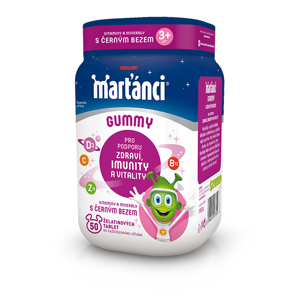 Levně Marťánci Gummy černý bez, vitaminy pro podporu imunity pro děti 50 tablet