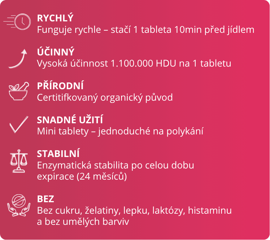 Vlastnosti DAOSiN Vegan: rychlý, účinný, přírodní, snadné užití, stabilní, bez alergenů