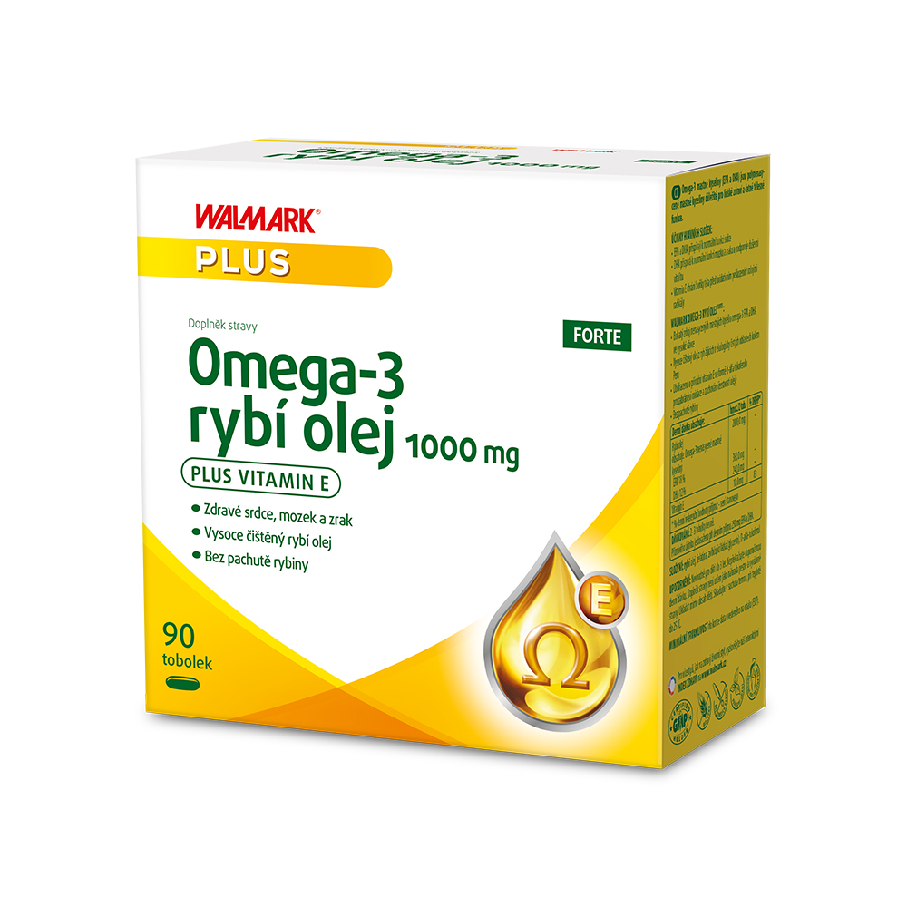 Levně Walmark Omega-3 rybí olej FORTE 1000 mg, vysoký obsah EPA a DHA + vitamin E 90 tablet