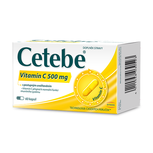 Cetebe Vitamin C 500 mg, vysoká dávka vitaminu C, postupné uvolňování